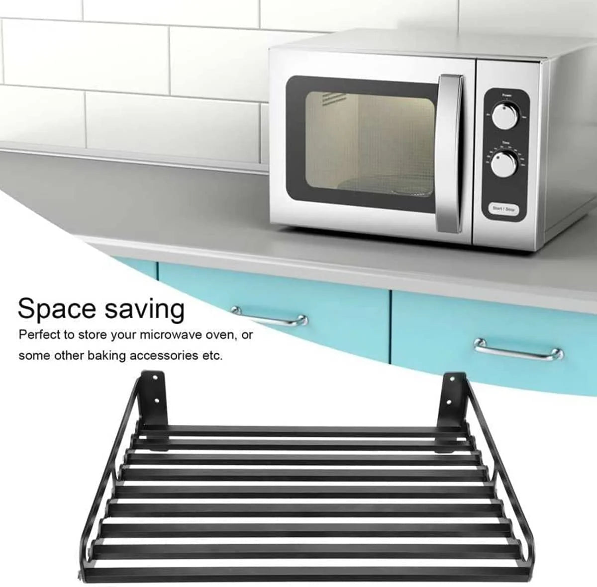 Black Wall Shelf for Kitchen Organizer J3105