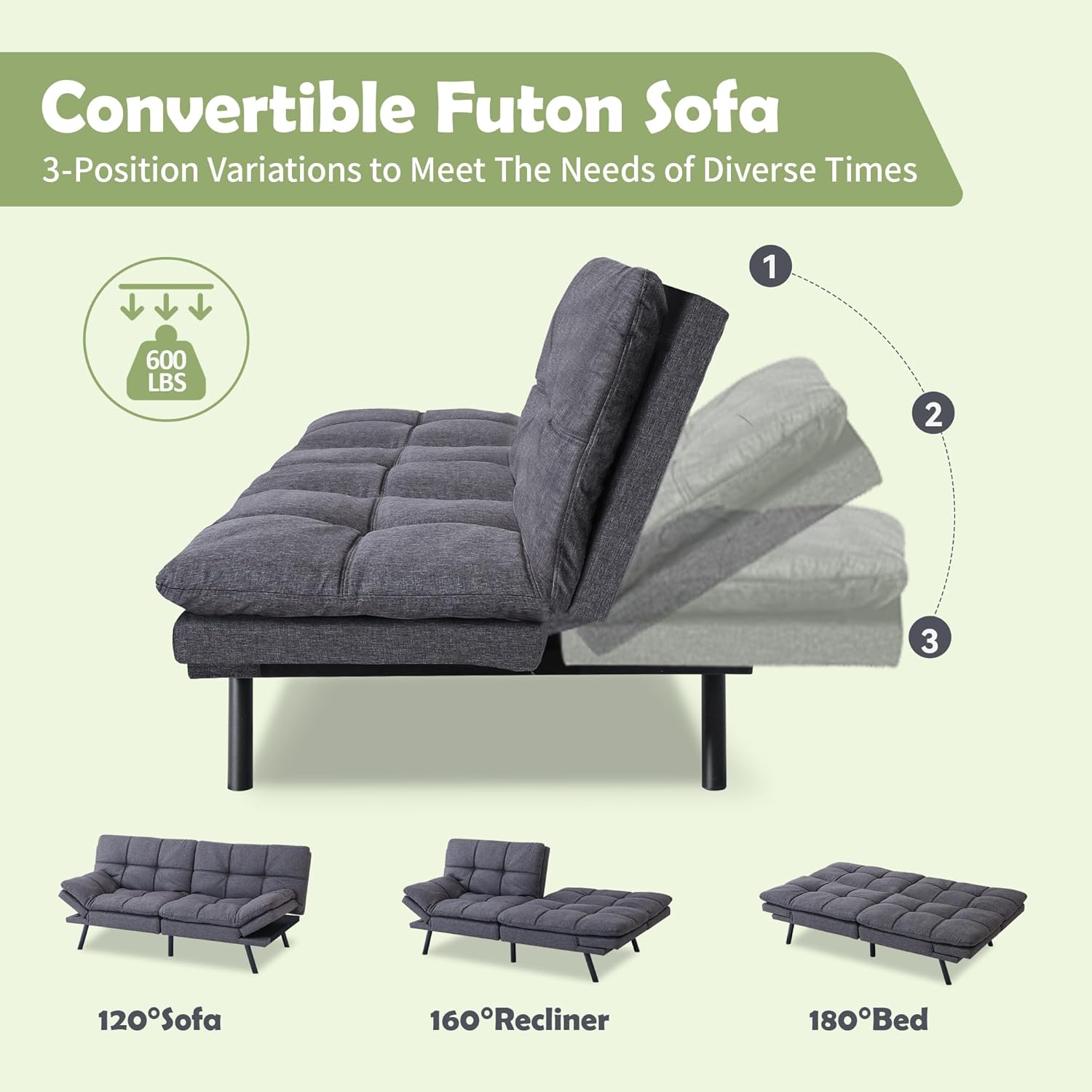 Gray Futon Bed Sofa A68365