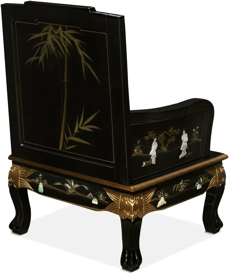 Black Lacquer Wooden Arm Chair B339410