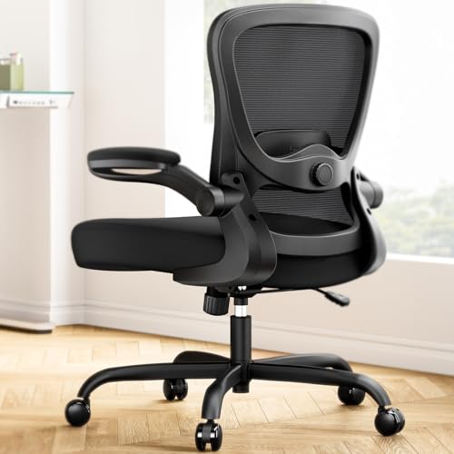 Ergonomic Office Chair with 3D Lumbar Support, Headrest, Flip-Up Armrests, High Back, Thick Cushion R3292