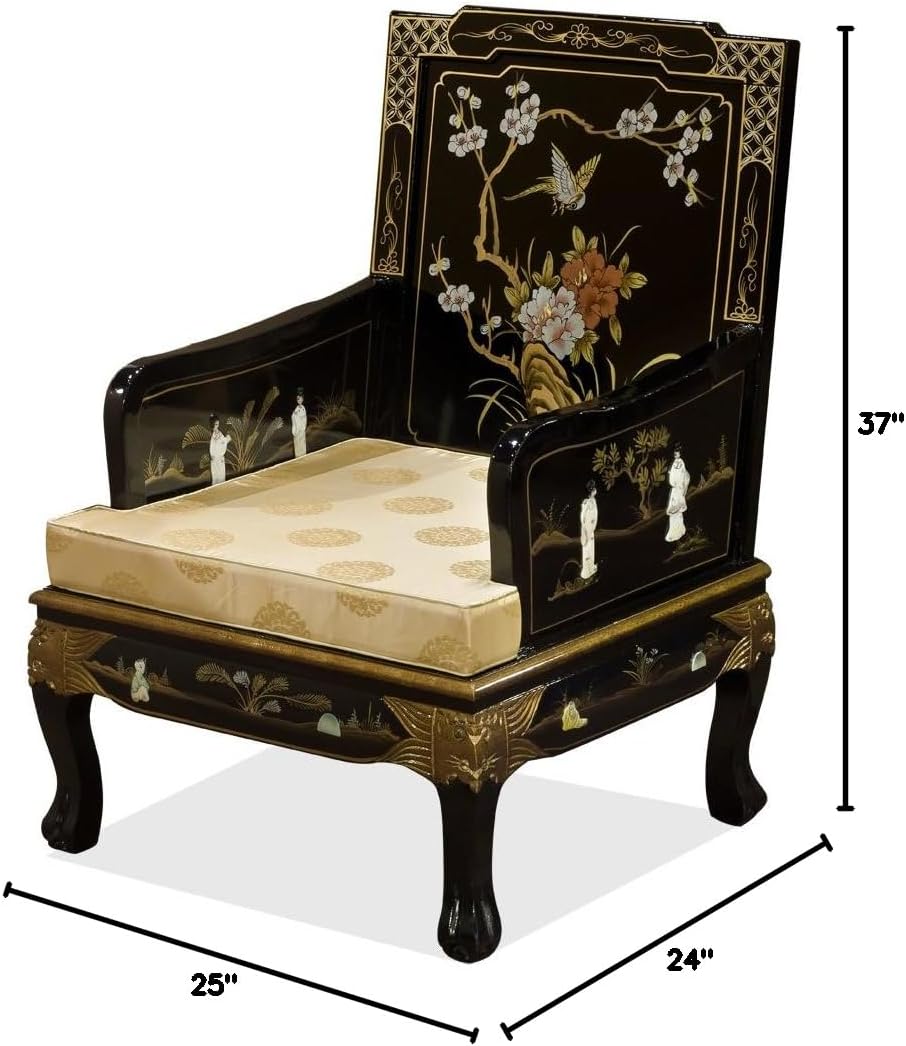 Black Lacquer Wooden Arm Chair B339410