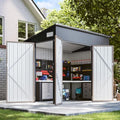 Black Galvanized Steel Triple Doors Lean to Shed B557
