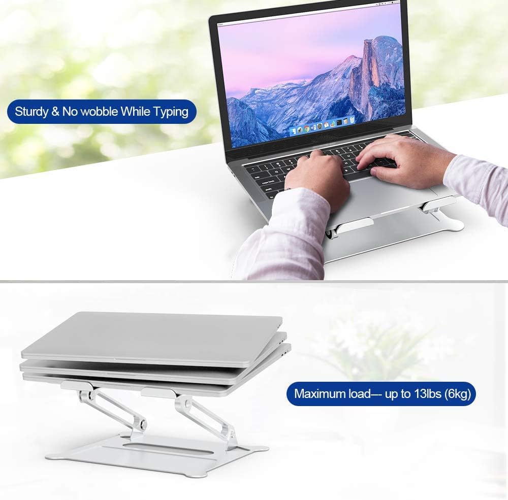Aluminum Laptop Stand, Ergonomic Adjustable Notebook Stand, Silver P939