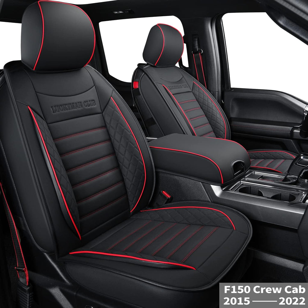 F150 Crew Cab Faux Leather Seat Covers Black & Red X979