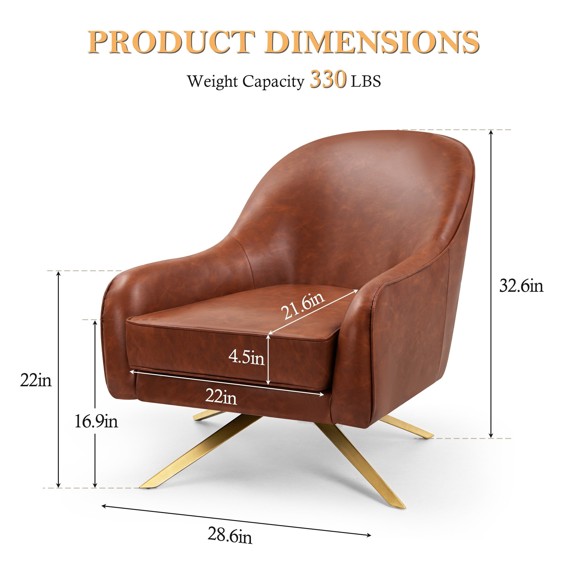 Brown Faux Leather 2-Piece Swivel Accent Chair Set E251819