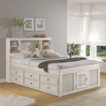Solid Pine Full Captains Bookcase Bed with 6 Drawers in Light Ash S14969