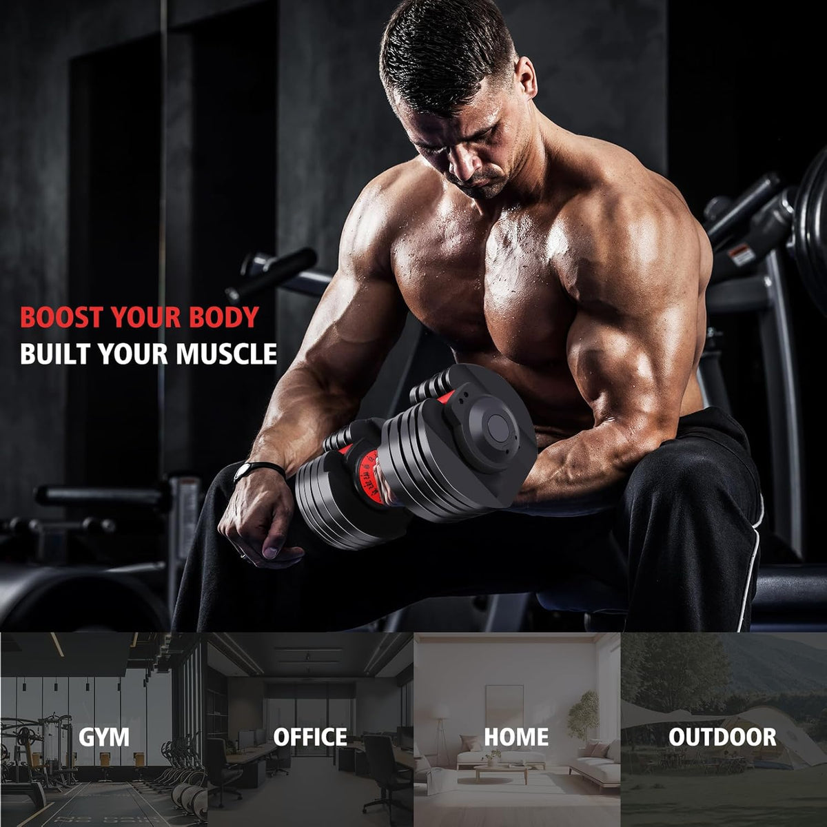 53LB 15 in 1 Adjustable Dumbbell Set with Anti-Slip Handle Y691176