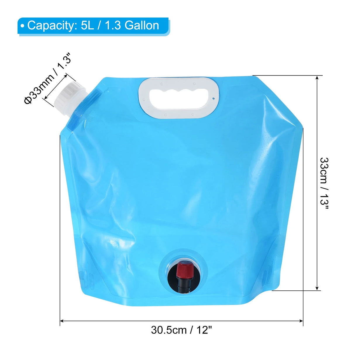 5L Collapsible Water Container Bag with Spigot, 3 Pack Blue A609