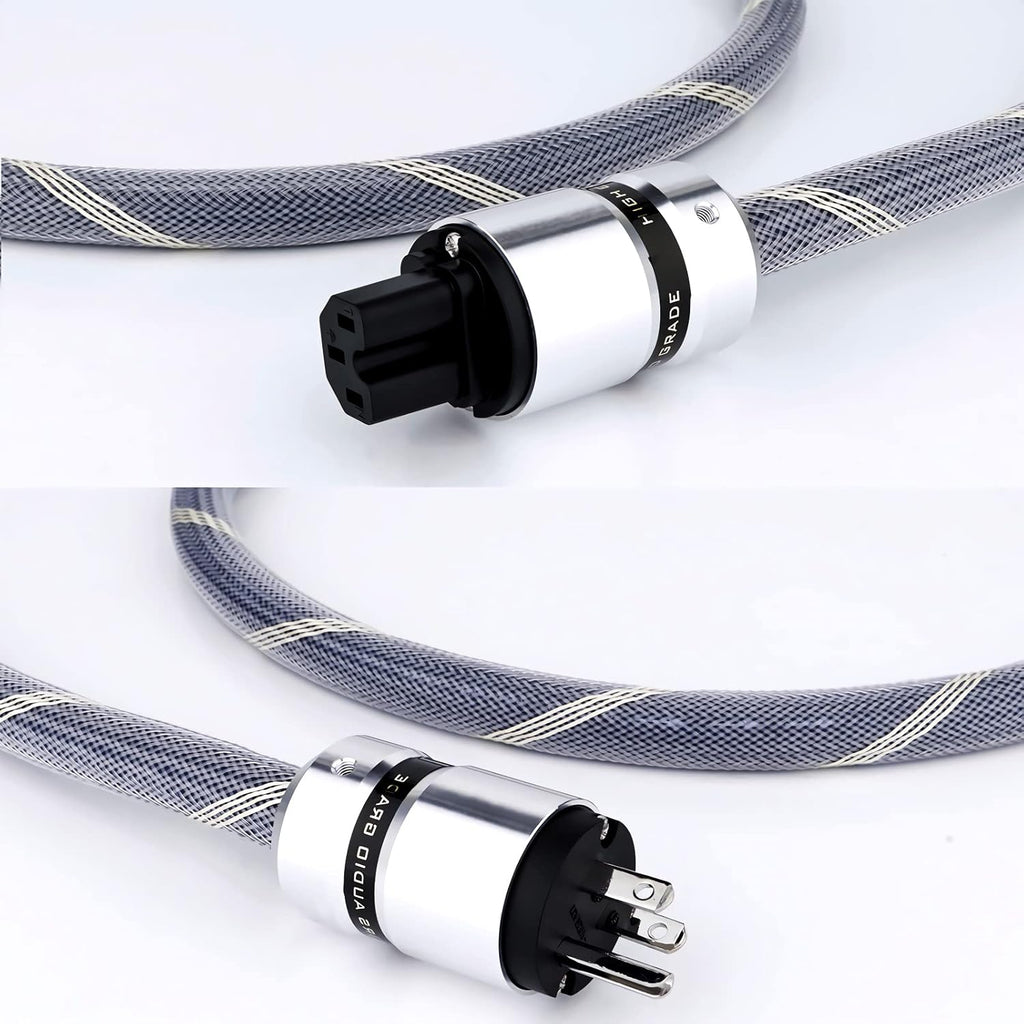 12AWG Oxygen Free Copper US AC Power Cord with Rhodium Plated Plug, 125V/15A, 5.0Ft V271528