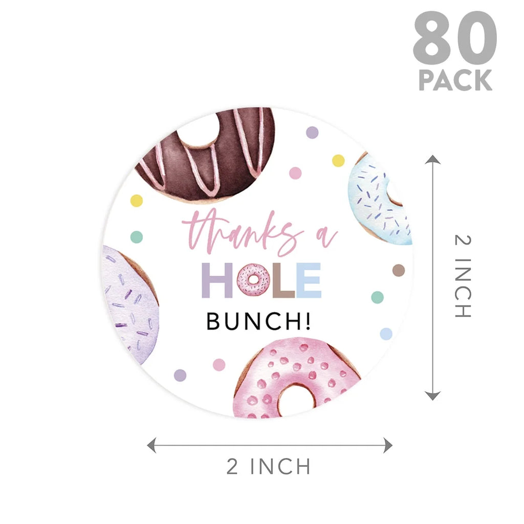 80-Pk 2-Inch Round Donut Birthday Stickers U645869