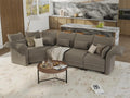Brown Velvet Modular Sectional Sofa L Shaped Corner Couch with Storage Chaise V494