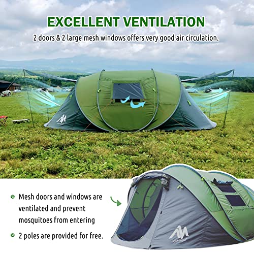 6 Person Double Layer Waterproof Instant Tent with Vestibule & Porch X634