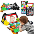 Tummy Time Mirror with Soft Crinkle 3D Cloth Book and Teethers Toys, Black and White Sensory Toys J92954