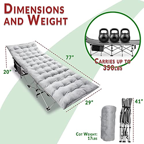 2 Pack Heavy Duty Folding Camping Cot with Mattress Q358