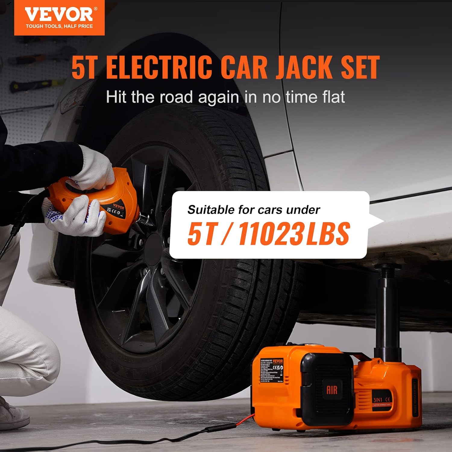 5 Ton Electric Hydraulic Car Jack with Electric Impact Wrench D43219