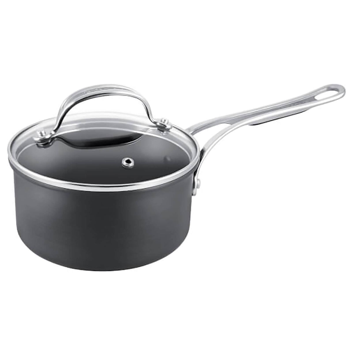 Black Hard Anodised Saucepan with Lid W224