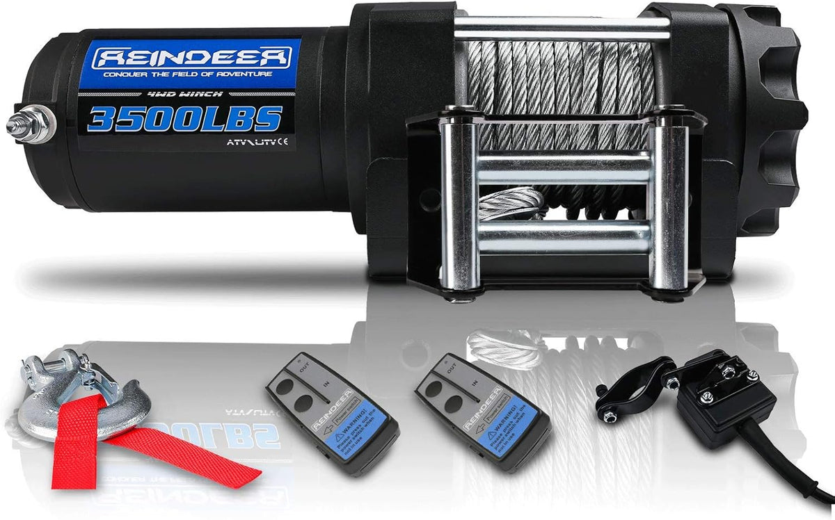 12V 3000 lb Electric Winch Kit Synthetic Rope with Hawse Fairlead Waterproof IP67 Wireless Remotes Y268
