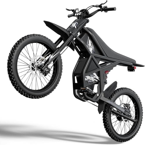 Electric Dirt Bike, 60V 3000W / 48V 2400W, Dual Battery, 25" Motorcycle Tire, Full Suspension X1169