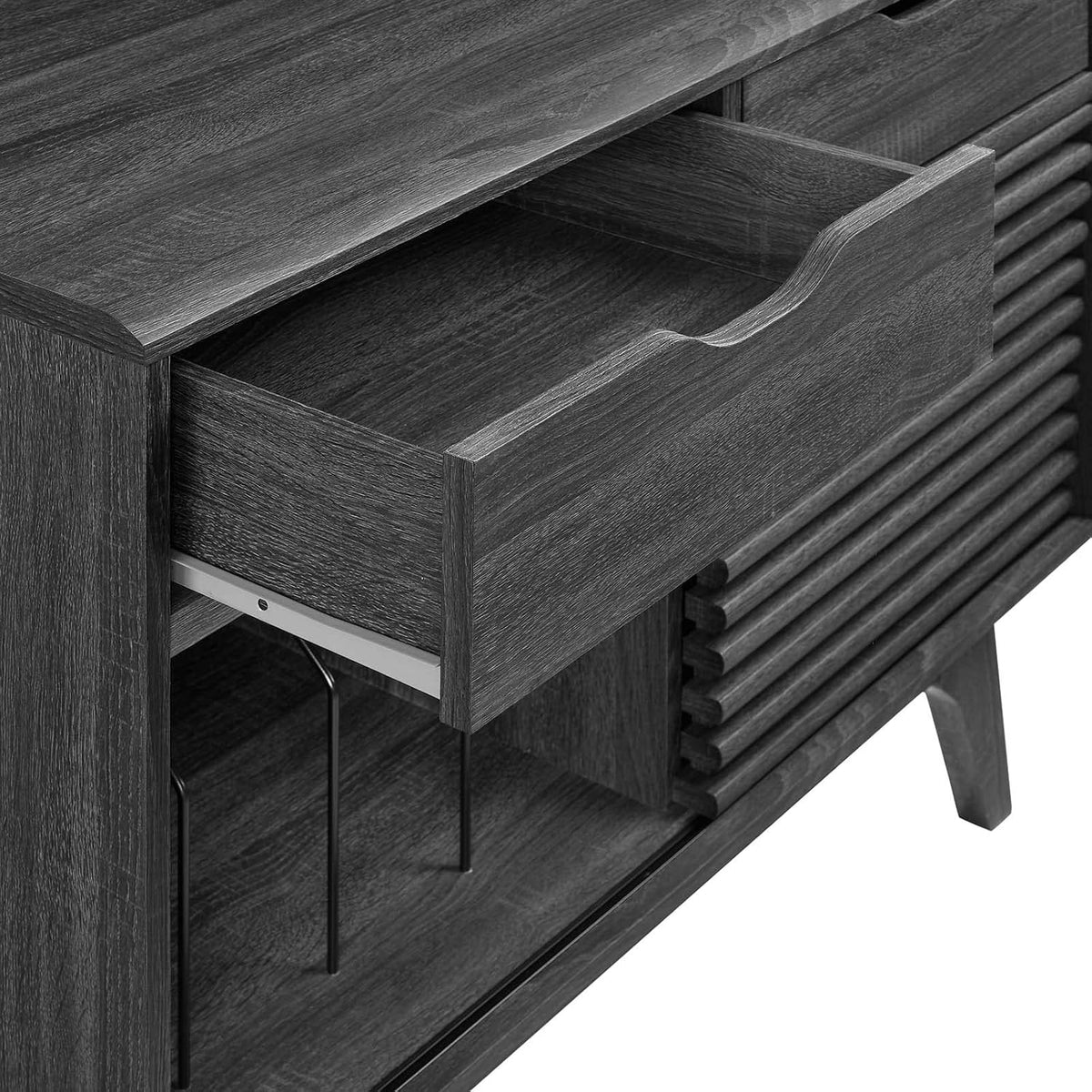 Charcoal Vinyl Record Display Stand with Drawers U369
