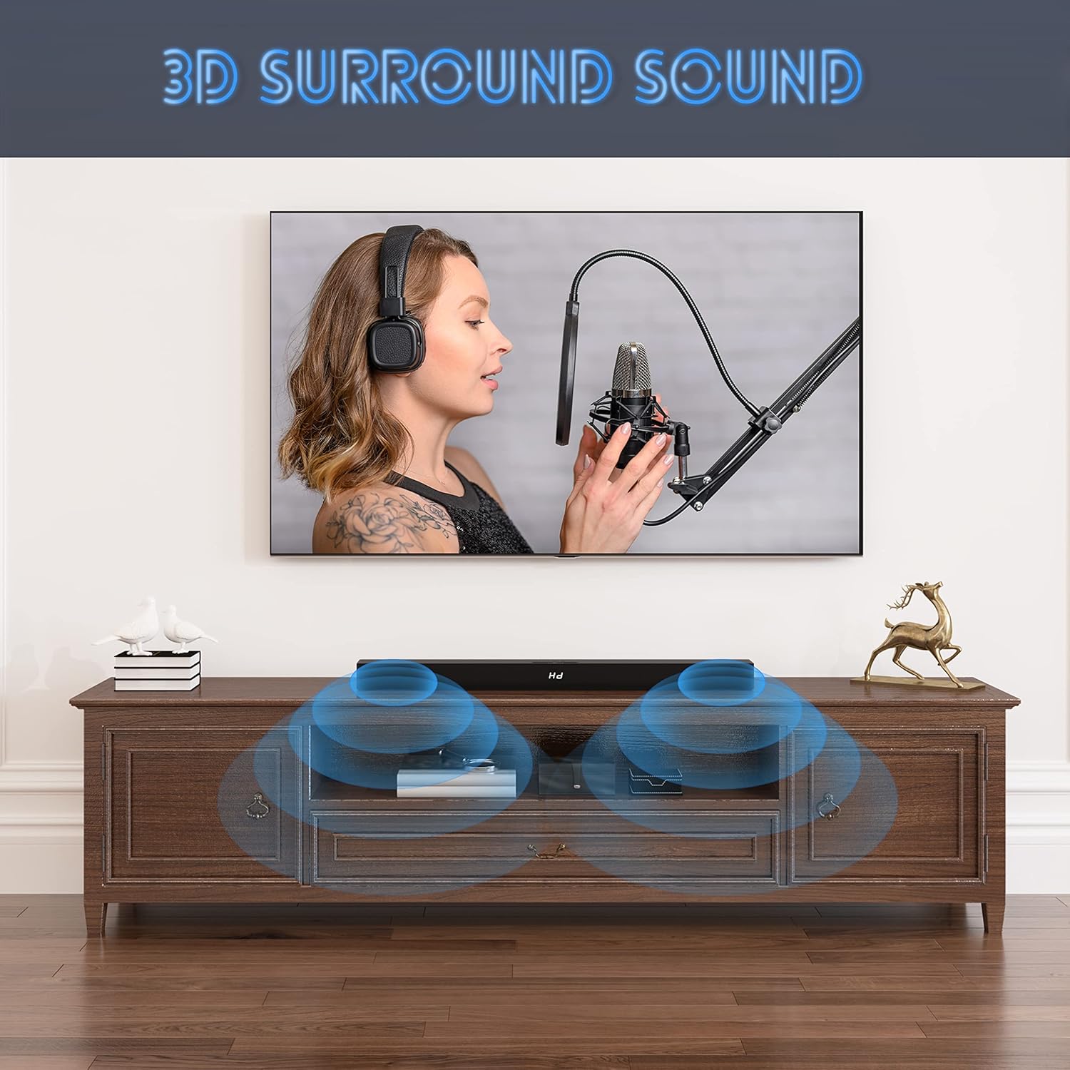 35 Inch Sound Bar with Built-in Subwoofer and Remote Control U5103