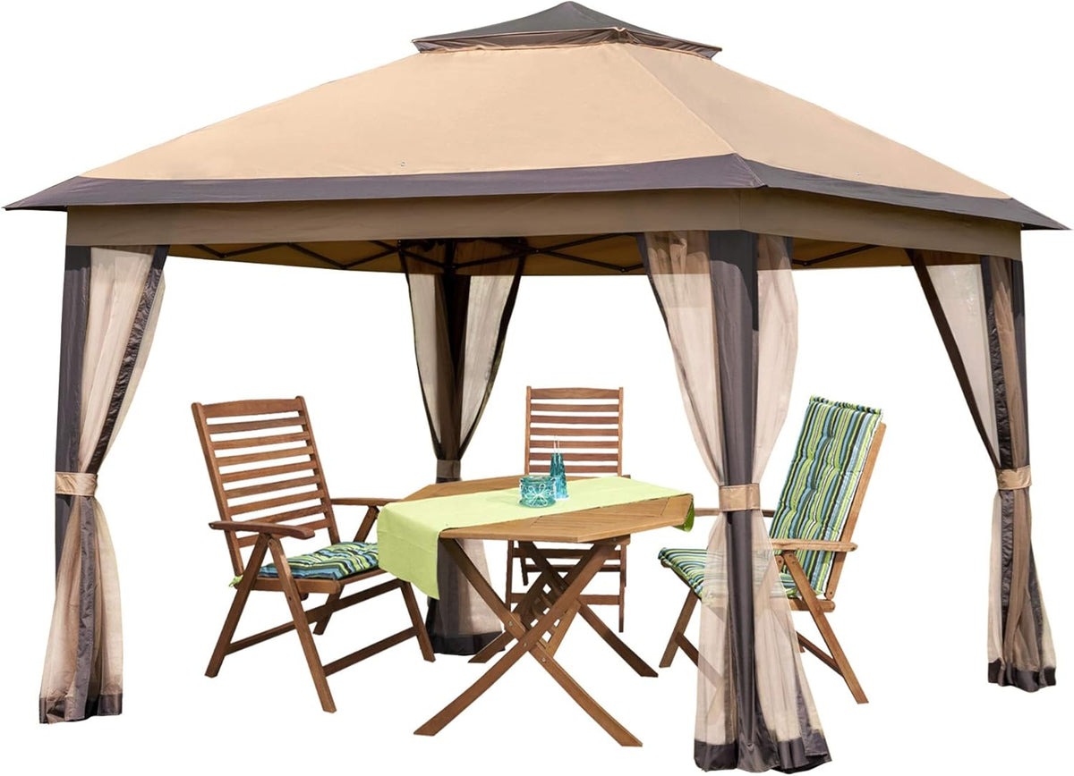 11x11 Pop up Gazebo with Mosquito Netting Waterproof Metal Frame C66308