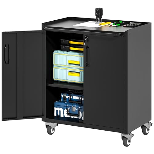 Metal 4 Drawer Rolling Tool Storage Cabinet with Locking Doors Y123025