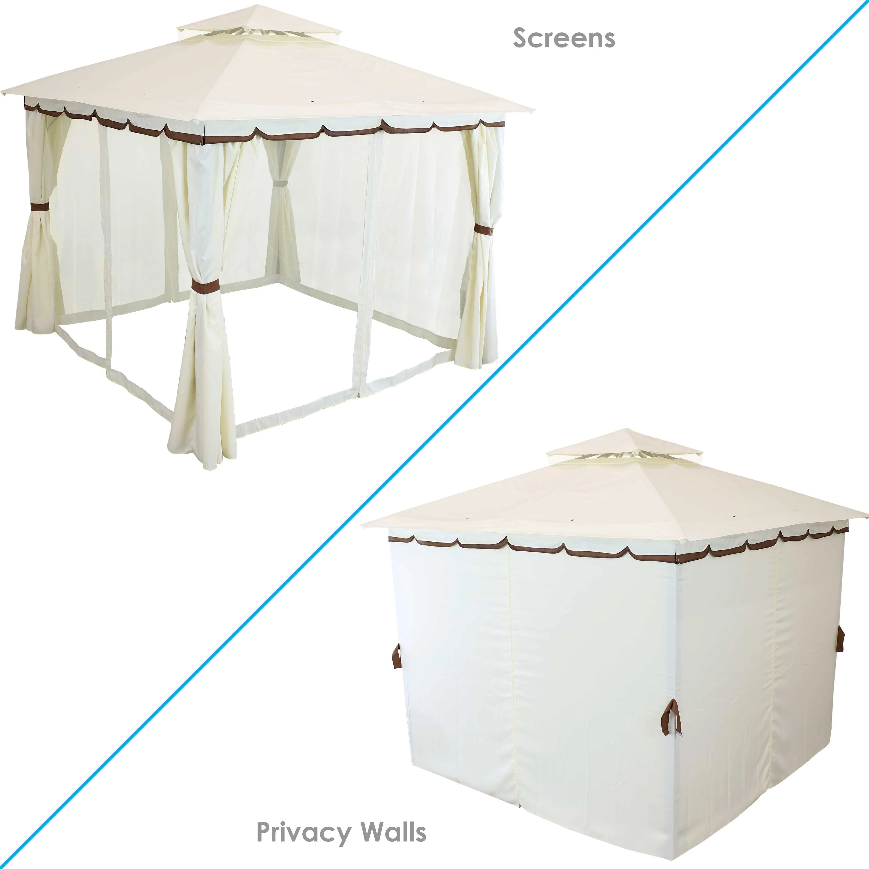 Cream 10' x 10' Gazebo with Screens and Privacy Walls I294936