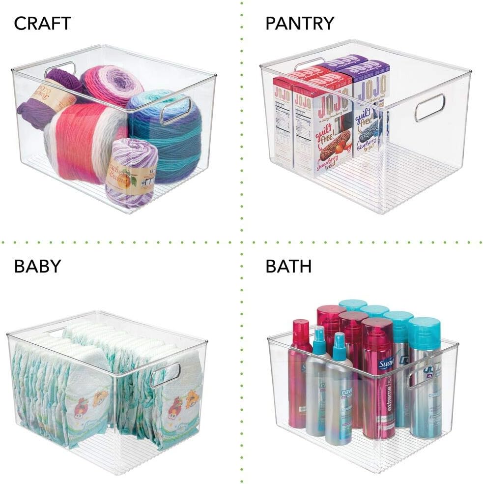 Clear 8 Pack Plastic Storage Bin Basket with Handle J543