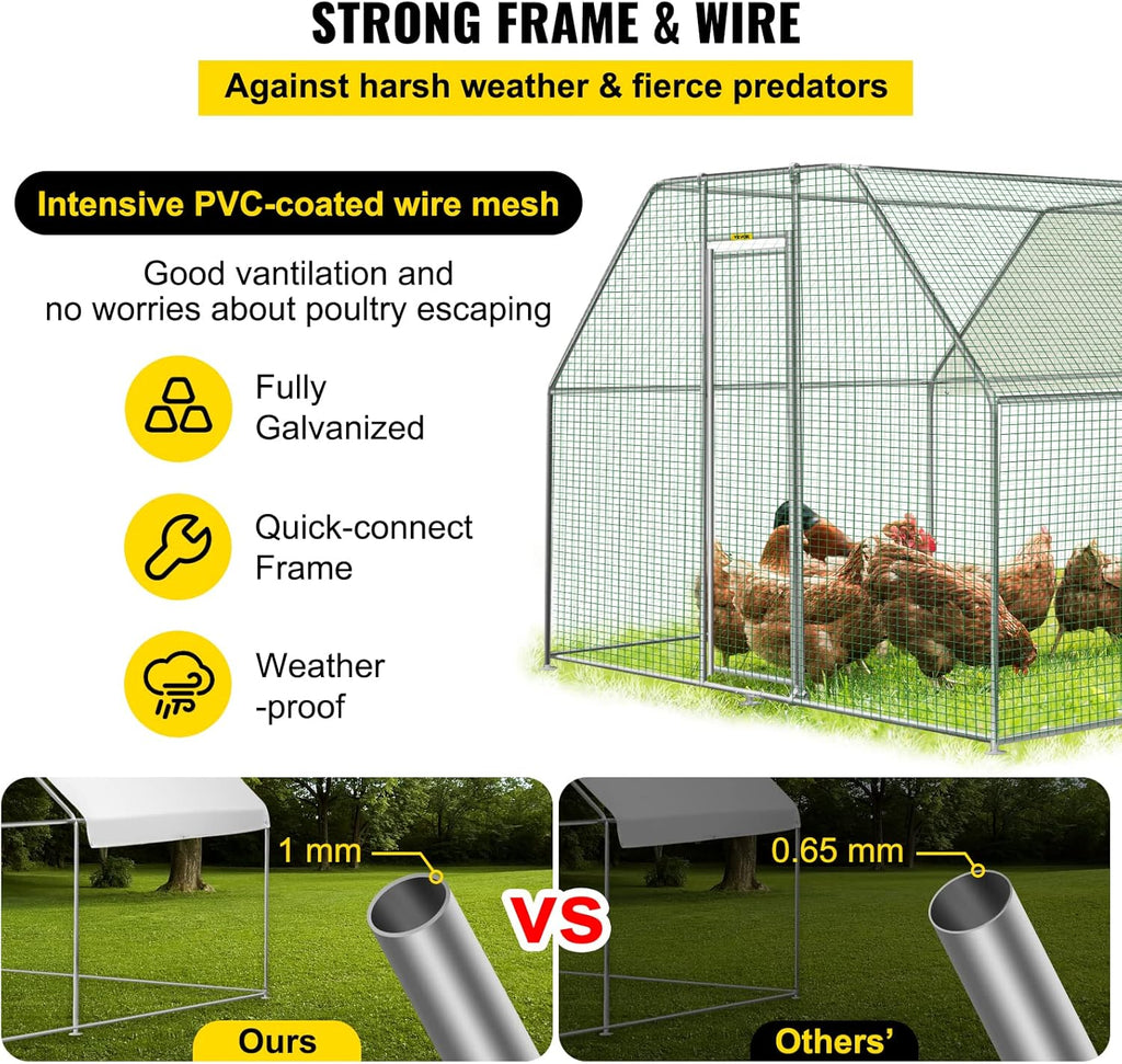 Large Metal Chicken Coop with Run, 12.8x9.8x6.5ft S34210
