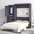 Full Size Wood Murphy Bed with Wardrobe and Drawers Y196