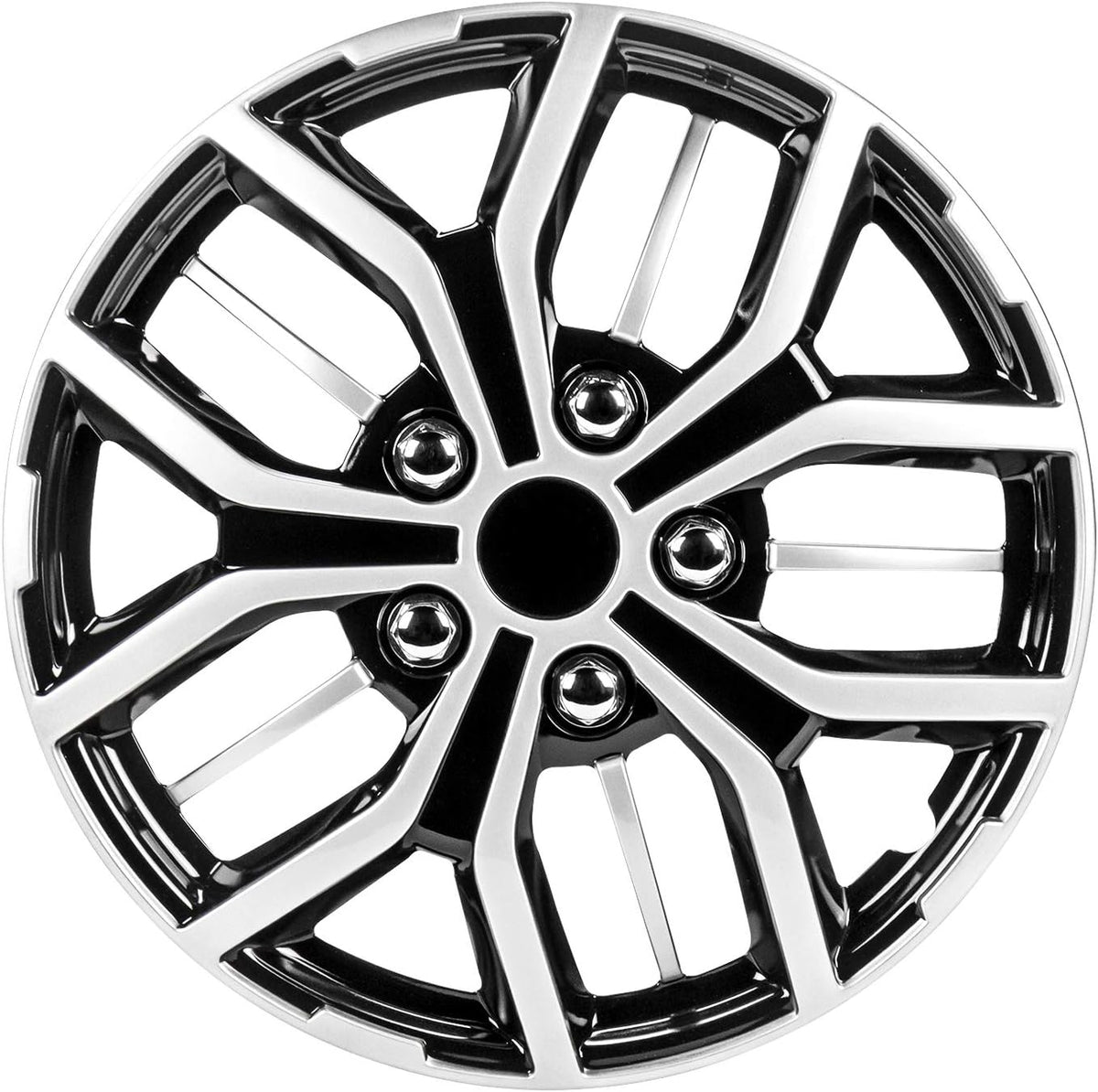15 Inch Black and Silver Universal Hubcap Wheel Covers Set of 4 W330174