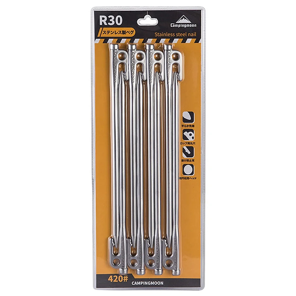 Heavy Duty Steel Tent Stakes Pegs with Hook and Hole T3050