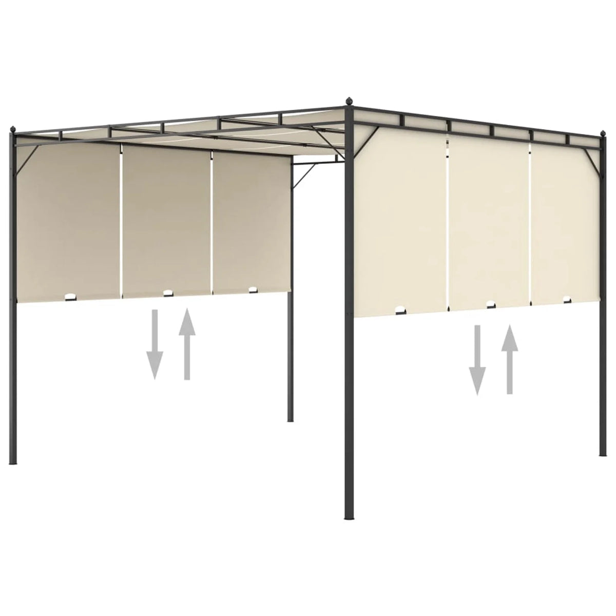 Garden Gazebo with Side Curtain Steel Frame Sun Shade Shelter Cream 118.1 x 118.1 x 88.6 Inches F1468