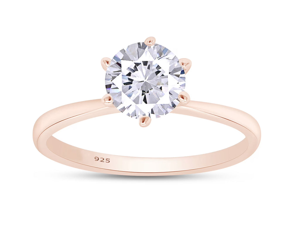 14K Rose Gold Over Sterling Silver Moissanite Solitaire Engagement Ring E139285