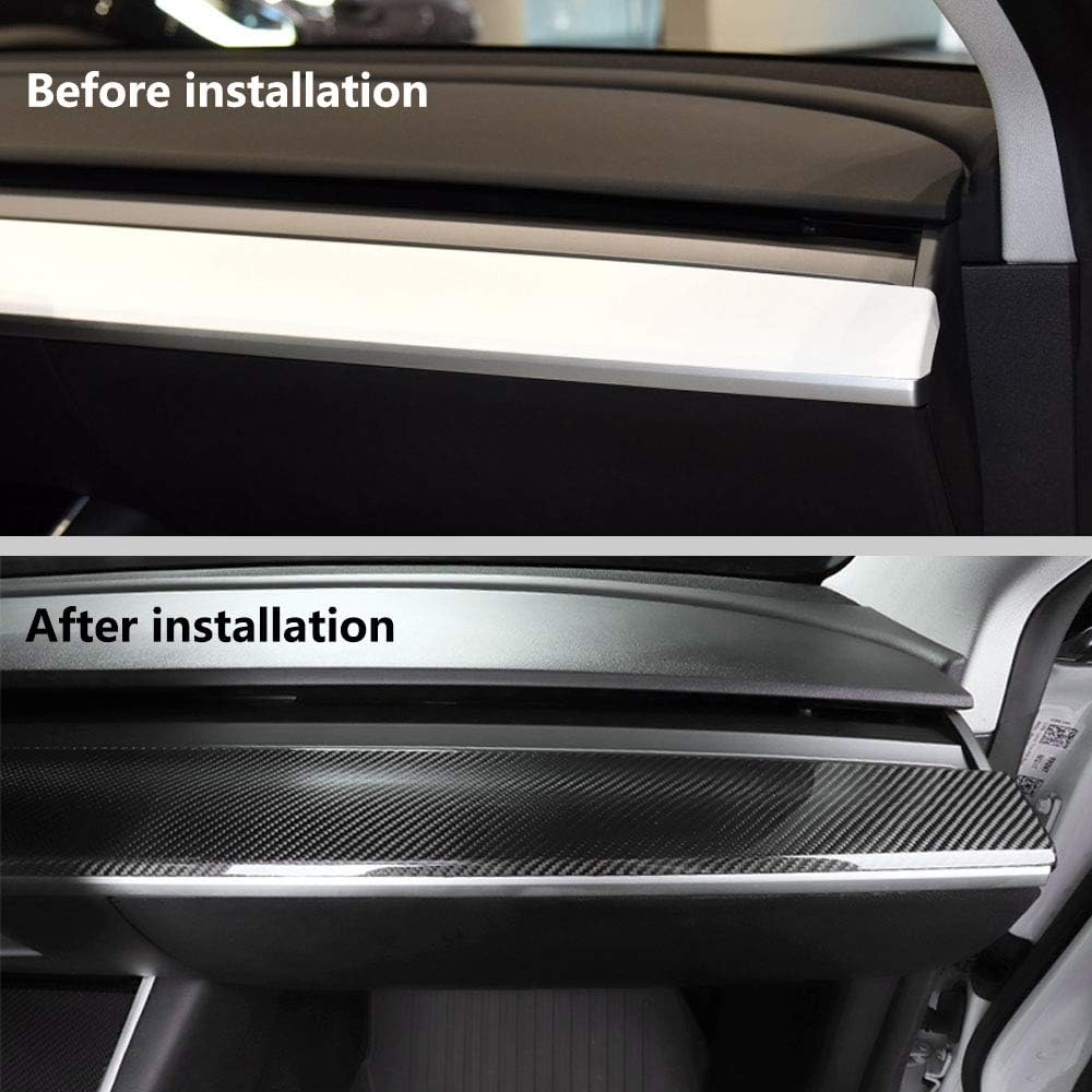 2Pcs Carbon Fiber Look Dashboard Panel Trim for Tesla Model 3 Model Y Z607