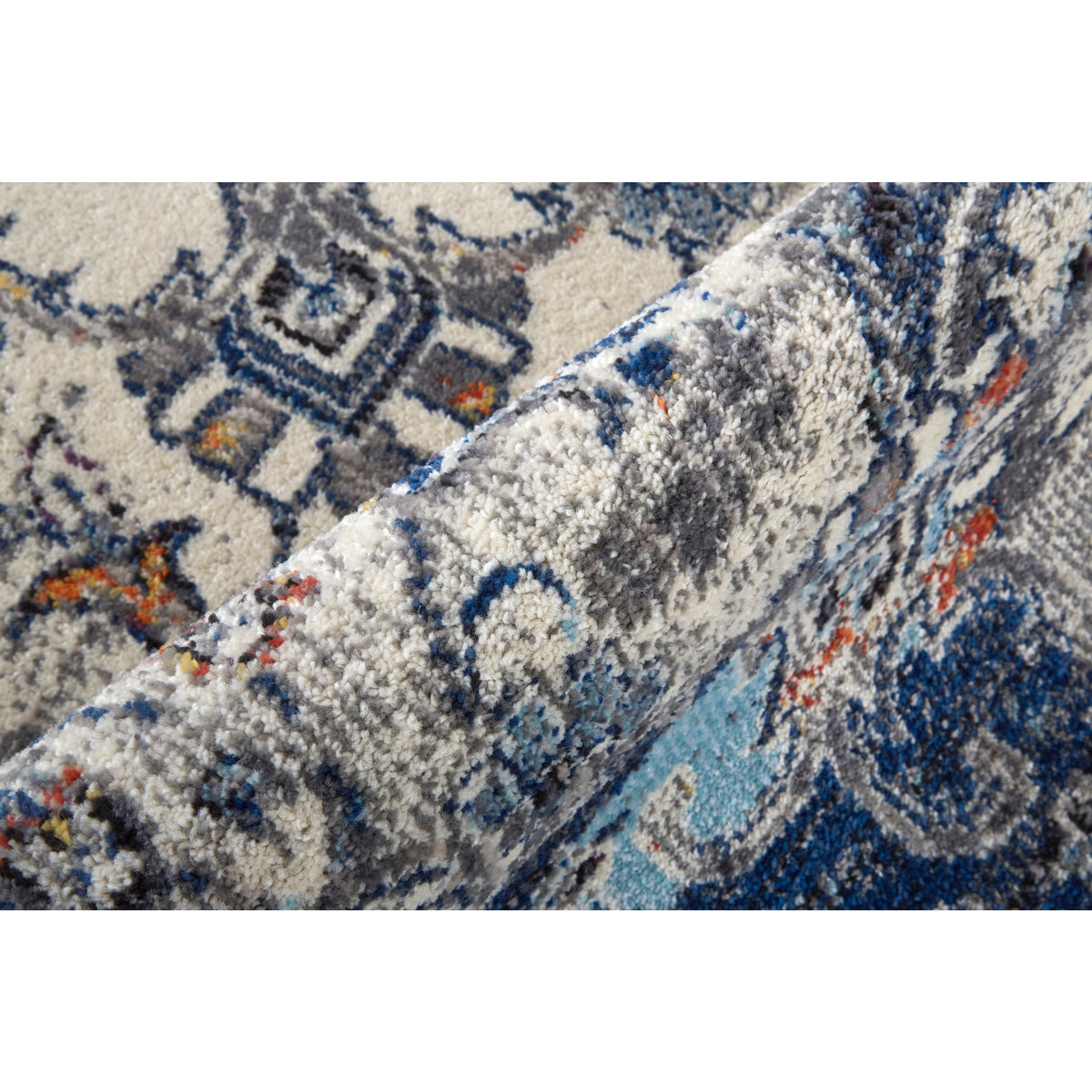 Ivory/Gray/Blue 6'-7" x 9'-6" Area Rug E281