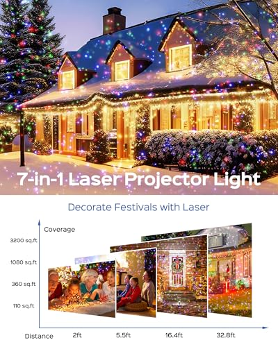 Christmas Projector Lights Outdoor, 3 Color Firefly Laser Lights with Remote Control, 1-Pack V64708