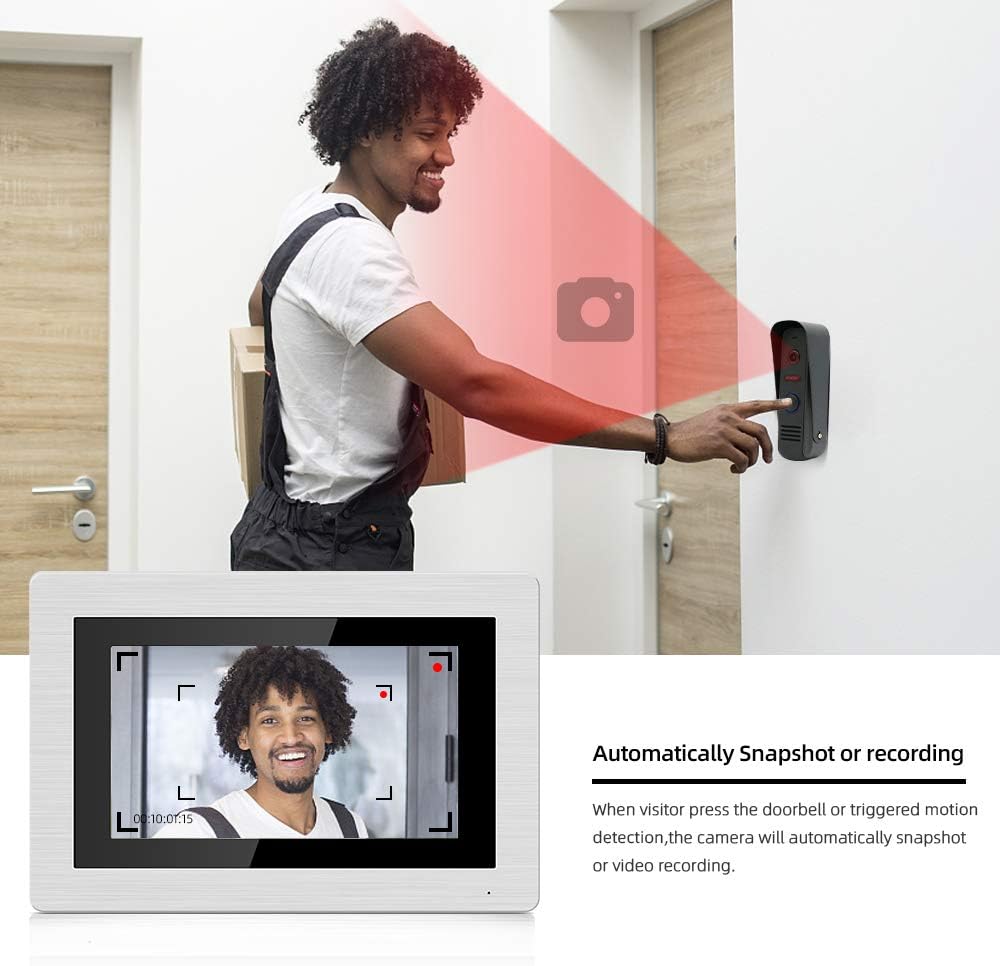 7 LCD Wired Video Doorbell Intercom System with IR Night Vision HD D908