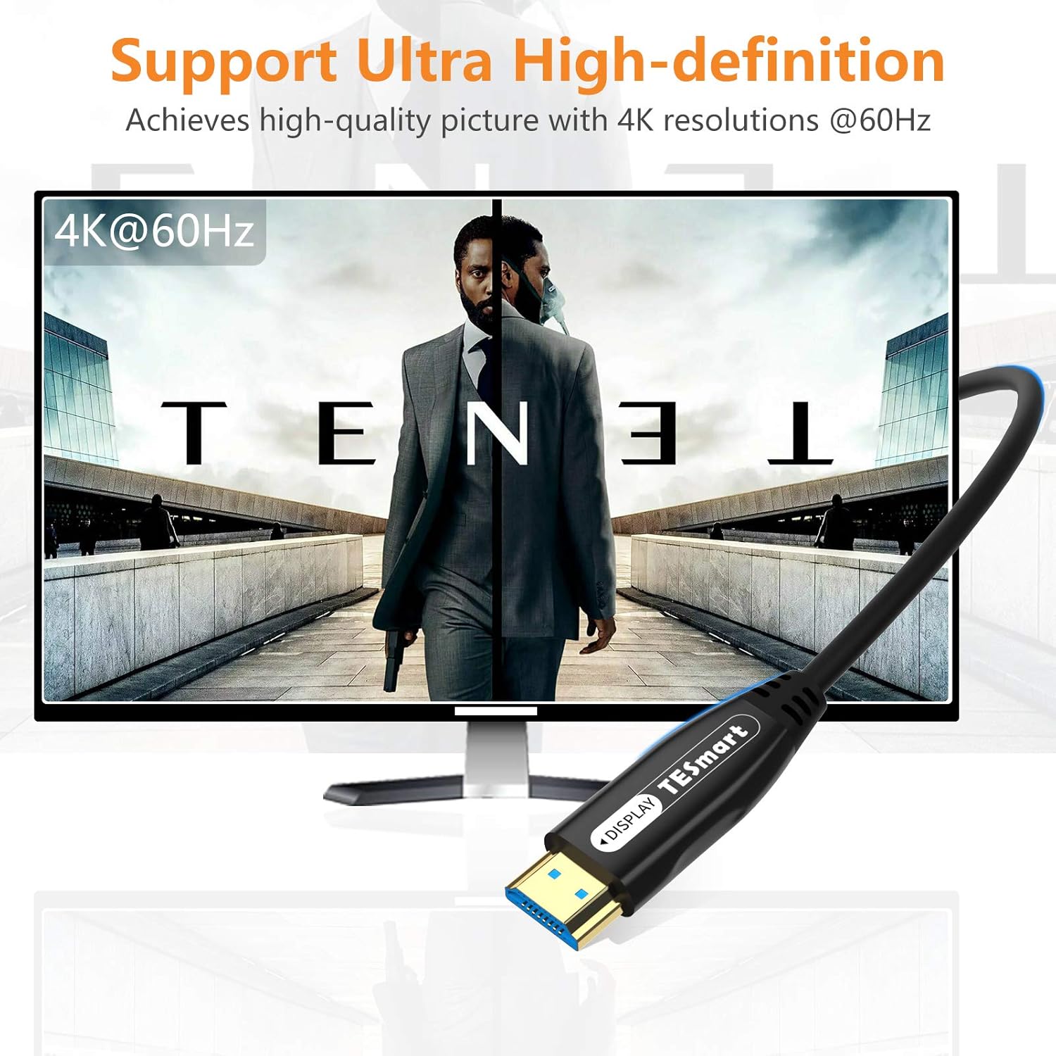 4K HDMI 2.0 High Speed 18Gbps Fiber Optic Cable PVC (50ft) Pack of 2 Z56445
