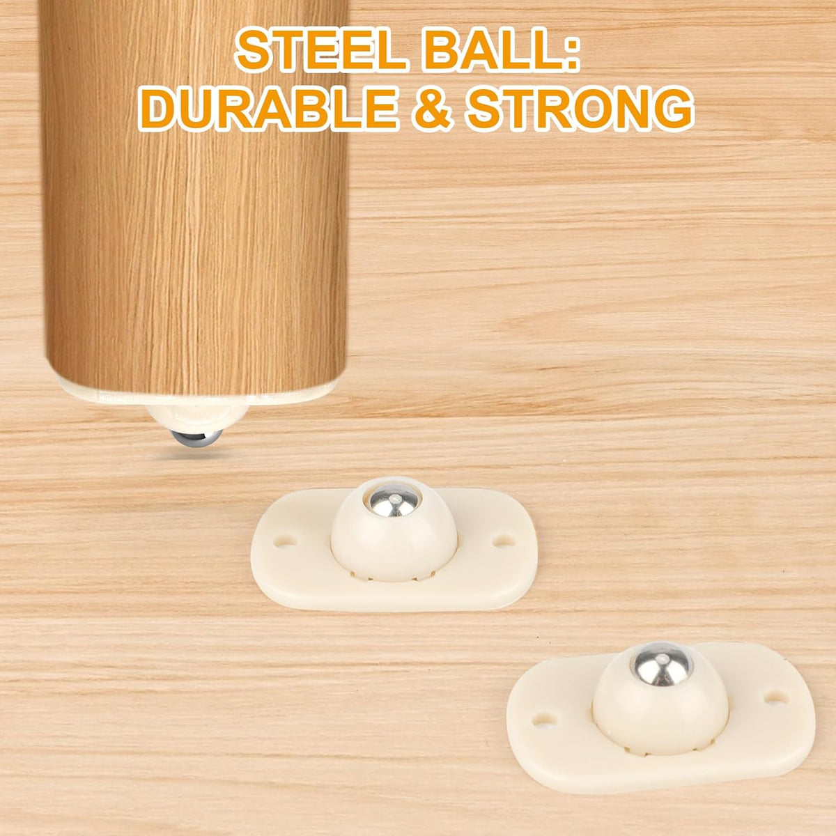 White Self-Adhesive Mini Caster Wheels (8 Pack), 360° Swivel Sticky Pulleys M994