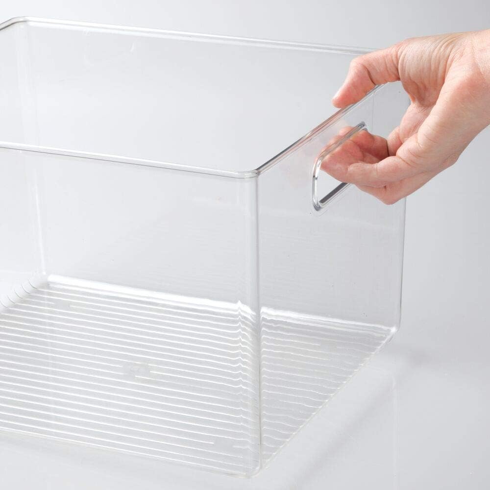 Clear 8 Pack Plastic Storage Bin Basket with Handle J543