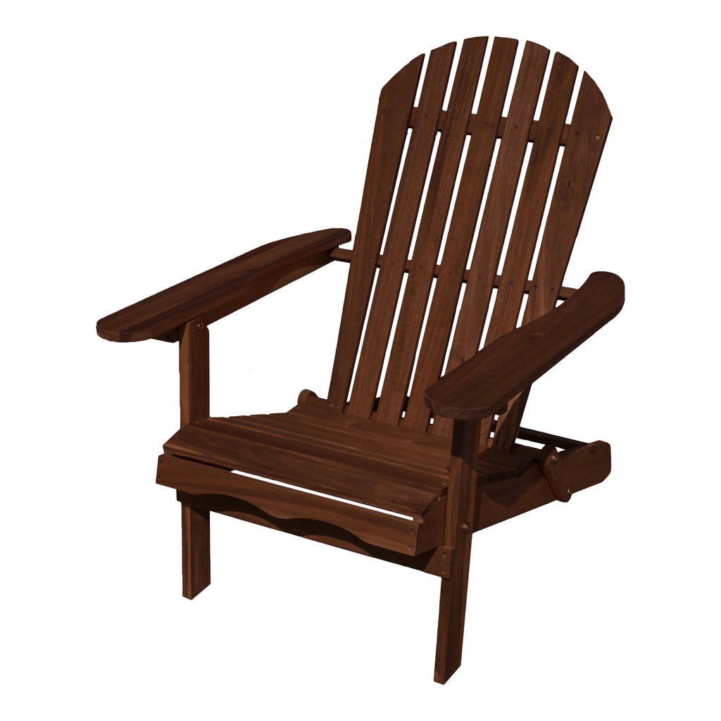 Dark Brown Wood Foldable Patio Adirondack Chair, Set of 2 D82344
