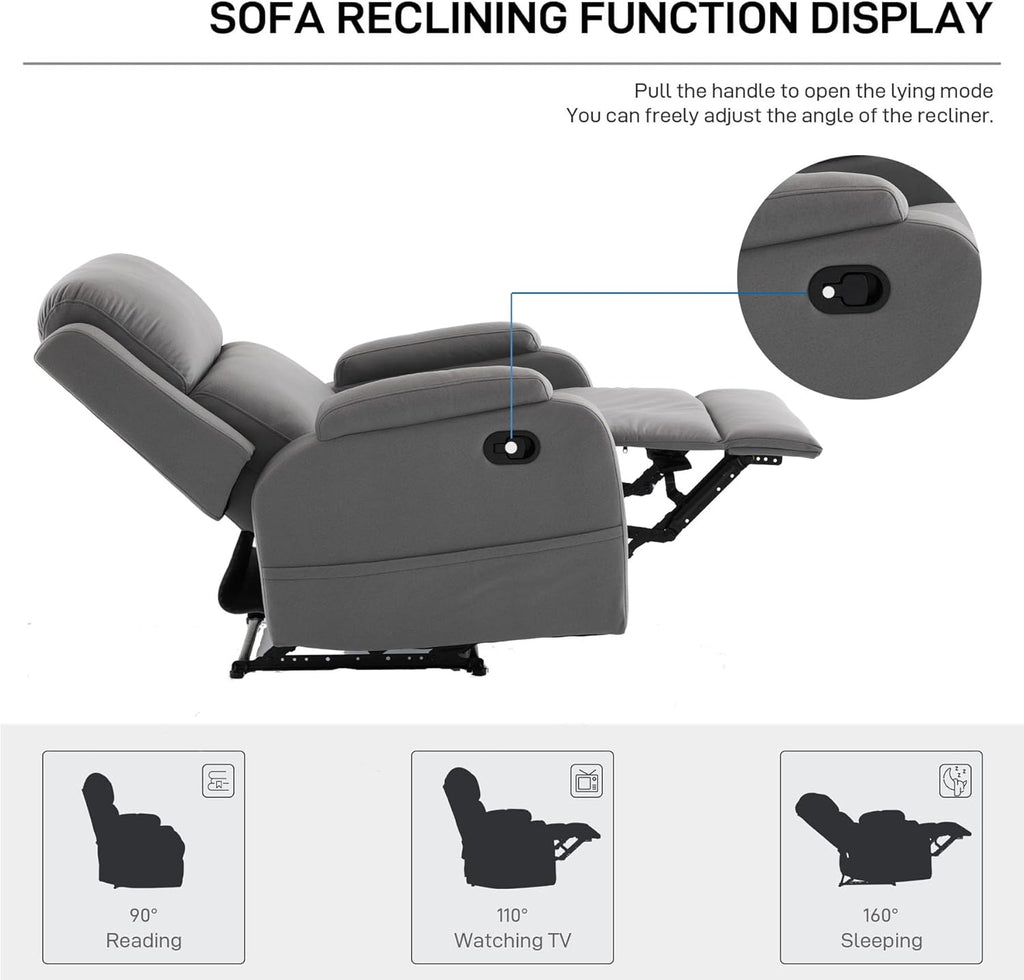 Leather Recliner Chair with Adjustable Backrest R95297