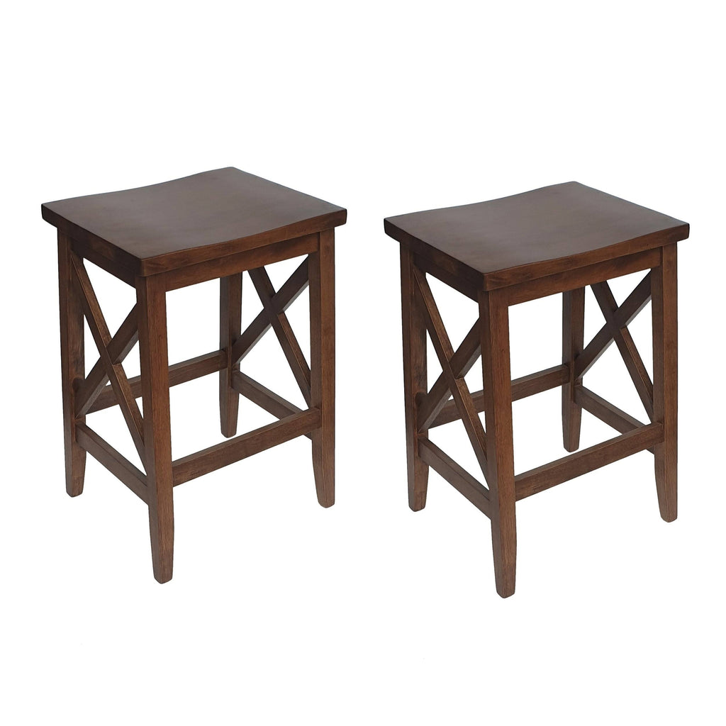 Walnut Wooden Barstools Set of 2 R359423