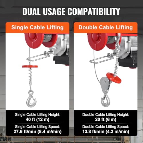2200 lbs 1600W 110V Electric Steel Wire Winch with Wireless Remote Control 40ft Single Cable Lifting Height C449