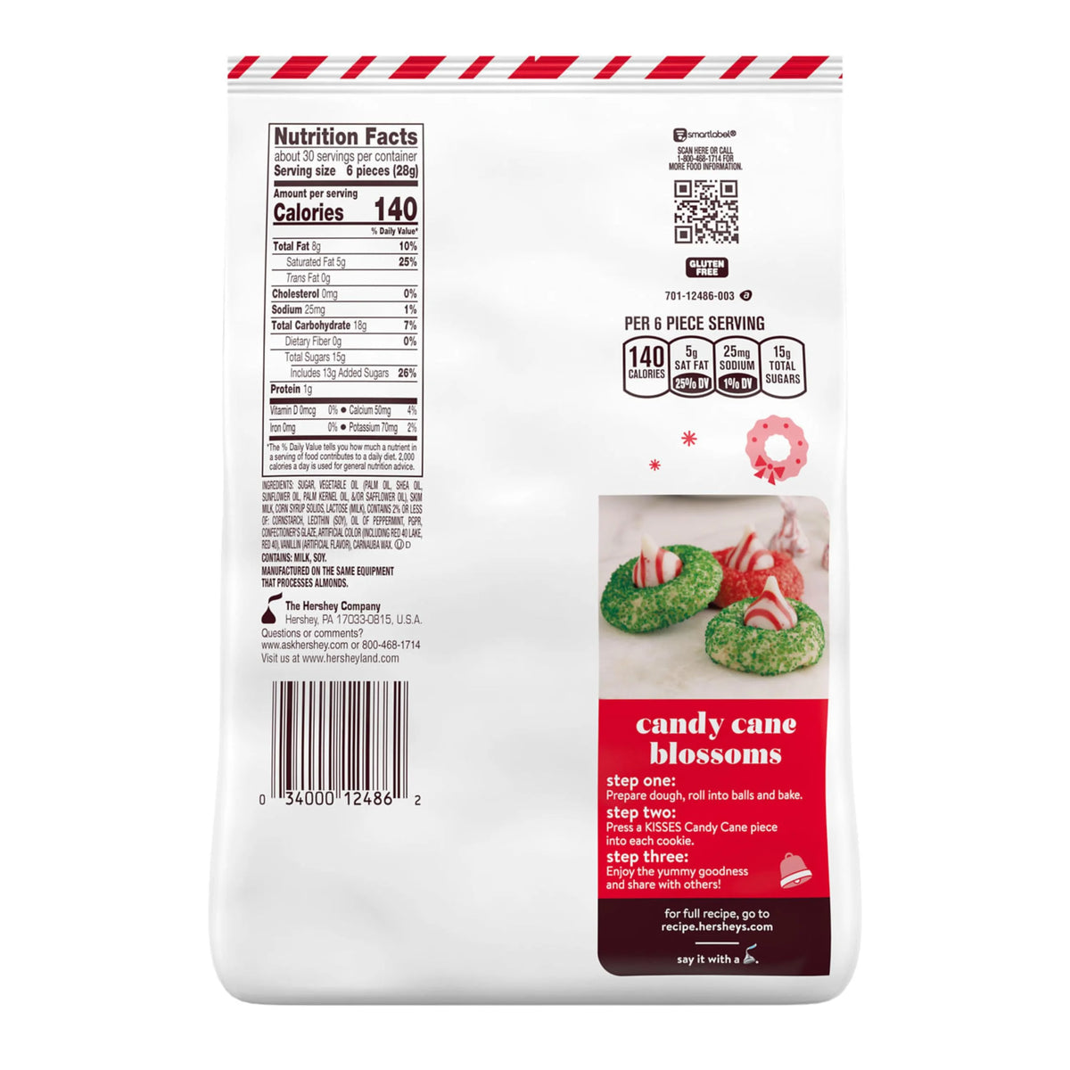 30.1 Oz Candy Cane Flavored Kisses Candy Y761