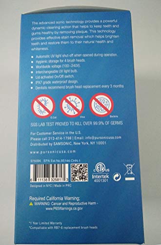 White Sonic Rechargeable Toothbrush with 12 Brush Heads B3214