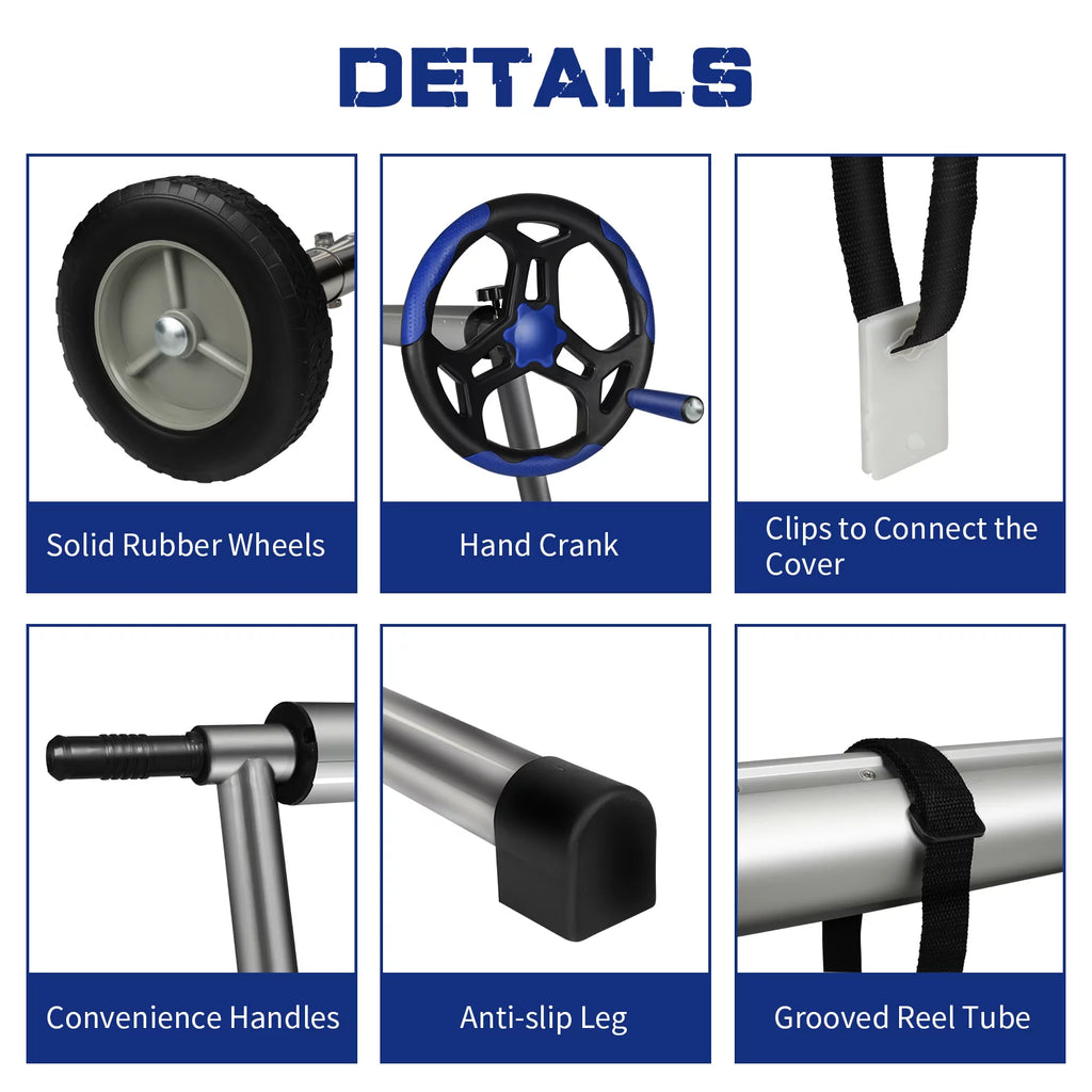 20 Ft Aluminum Pool Cover Reel Set (Blue) F69138