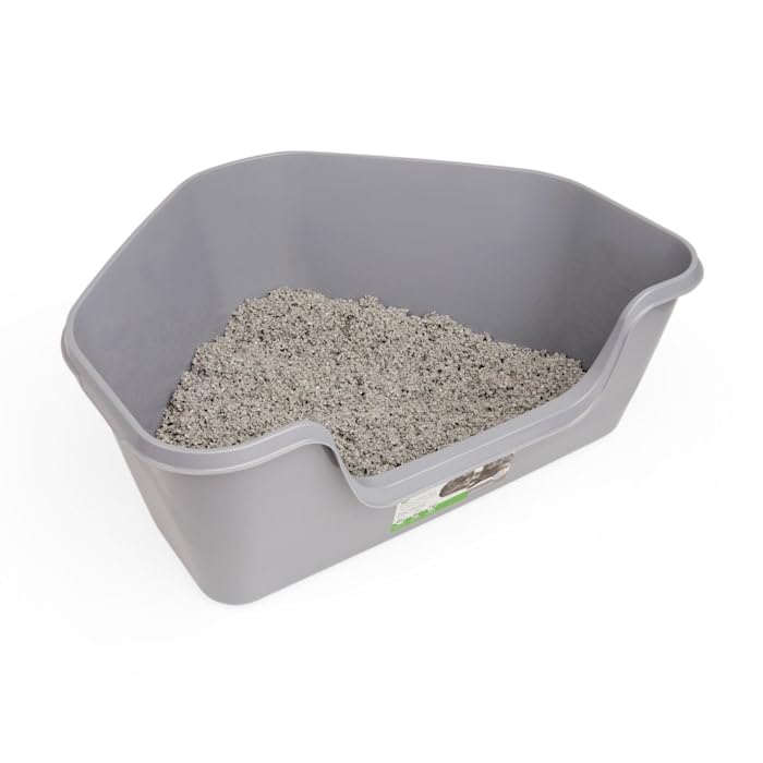 Grey High-Back Corner Litter Box N64460