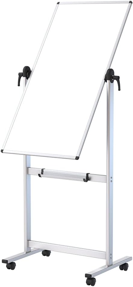 Double-sided Magnetic Mobile Whiteboard, 48 x 24 Inches, Aluminium Frame and Stand S53282